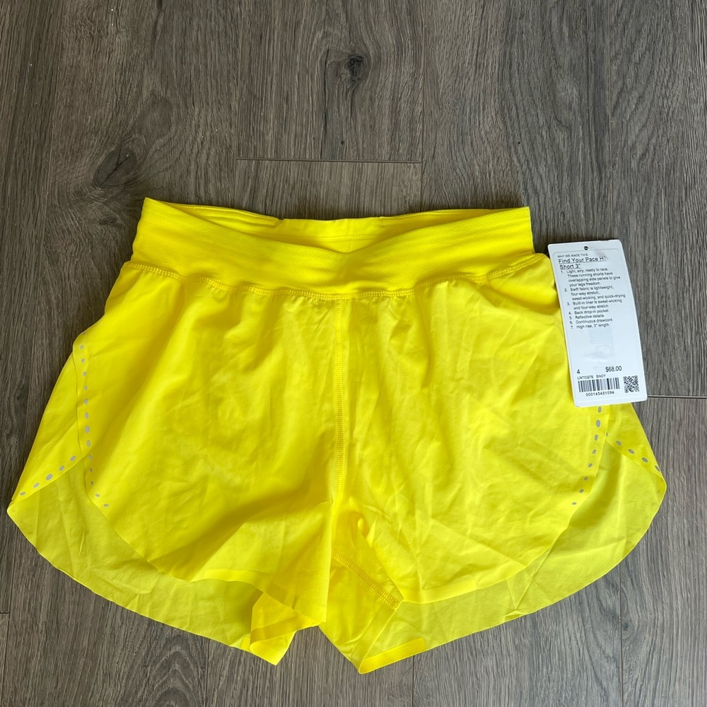 Lululemon Yellow Find Your Pace Shorts